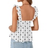 image:imageLYANER Womens Ruffle Strap Baybdoll Tank TopStried White Black