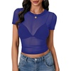 image:imageLYANER Womens Sheer Mesh Sexy TopsBright Royal Blue