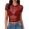 image:imageLYANER Womens Sheer Mesh Sexy TopsBurgundy