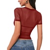 image:imageLYANER Womens Sheer Mesh Sexy TopsBurgundy