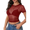 image:imageLYANER Womens Sheer Mesh Sexy TopsBurgundy