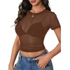 image:imageLYANER Womens Sheer Mesh Sexy TopsCaramel Brown