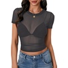 image:imageLYANER Womens Sheer Mesh Sexy TopsDark Gray