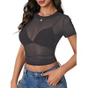 image:imageLYANER Womens Sheer Mesh Sexy TopsDark Gray