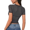 image:imageLYANER Womens Sheer Mesh Sexy TopsDark Gray
