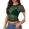 image:imageLYANER Womens Sheer Mesh Sexy TopsDark Green