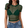 image:imageLYANER Womens Sheer Mesh Sexy TopsDark Green