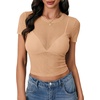 image:imageLYANER Womens Sheer Mesh Sexy TopsDeep Apricot
