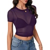 image:imageLYANER Womens Sheer Mesh Sexy TopsDeep Purple