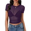 image:imageLYANER Womens Sheer Mesh Sexy TopsDeep Purple