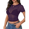image:imageLYANER Womens Sheer Mesh Sexy TopsDeep Purple