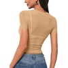 image:imageLYANER Womens Sheer Mesh Sexy TopsKhaki