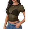 image:imageLYANER Womens Sheer Mesh Sexy TopsLight Army Green