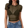 image:imageLYANER Womens Sheer Mesh Sexy TopsLight Army Green