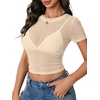 image:imageLYANER Womens Sheer Mesh Sexy TopsLight Beige
