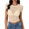 image:imageLYANER Womens Sheer Mesh Sexy TopsLight Beige