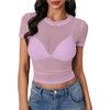 image:imageLYANER Womens Sheer Mesh Sexy TopsLight Purple