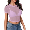 image:imageLYANER Womens Sheer Mesh Sexy TopsLight Purple