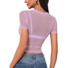 image:imageLYANER Womens Sheer Mesh Sexy TopsLight Purple