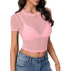 image:imageLYANER Womens Sheer Mesh Sexy TopsPink