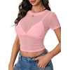 image:imageLYANER Womens Sheer Mesh Sexy TopsPink
