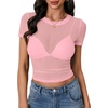 image:imageLYANER Womens Sheer Mesh Sexy TopsPink