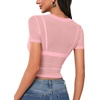 image:imageLYANER Womens Sheer Mesh Sexy TopsPink