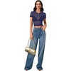 image:imageLYANER Womens Sheer Mesh Sexy TopsPlain Navy Blue