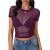 image:imageLYANER Womens Sheer Mesh Sexy TopsPlum Purple