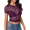 image:imageLYANER Womens Sheer Mesh Sexy TopsPlum Purple