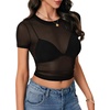 image:imageLYANER Womens Sheer Mesh Sexy TopsPure Black