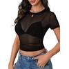 image:imageLYANER Womens Sheer Mesh Sexy TopsPure Black