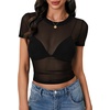 image:imageLYANER Womens Sheer Mesh Sexy TopsPure Black