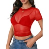 image:imageLYANER Womens Sheer Mesh Sexy TopsRed