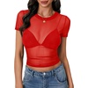 image:imageLYANER Womens Sheer Mesh Sexy TopsRed