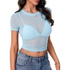 image:imageLYANER Womens Sheer Mesh Sexy TopsSky Blue