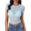 image:imageLYANER Womens Sheer Mesh Sexy TopsSky Blue