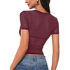 image:imageLYANER Womens Sheer Mesh Sexy TopsSolid Plum Purple