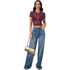 image:imageLYANER Womens Sheer Mesh Sexy TopsSolid Plum Purple