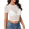 image:imageLYANER Womens Sheer Mesh Sexy TopsWhite