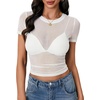image:imageLYANER Womens Sheer Mesh Sexy TopsWhite