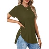 image:imageLYANER Womens Side Split Casual TShirtsArmy Green