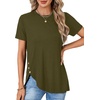 image:imageLYANER Womens Side Split Casual TShirtsArmy Green