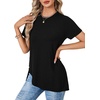 image:imageLYANER Womens Side Split Casual TShirtsBlack