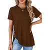 image:imageLYANER Womens Side Split Casual TShirtsDark Brown