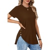image:imageLYANER Womens Side Split Casual TShirtsDark Brown