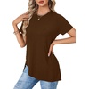 image:imageLYANER Womens Side Split Casual TShirtsDark Brown