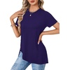 image:imageLYANER Womens Side Split Casual TShirtsNavy Blue