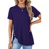 image:imageLYANER Womens Side Split Casual TShirtsNavy Blue