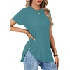 image:imageLYANER Womens Side Split Casual TShirtsPeacock Green